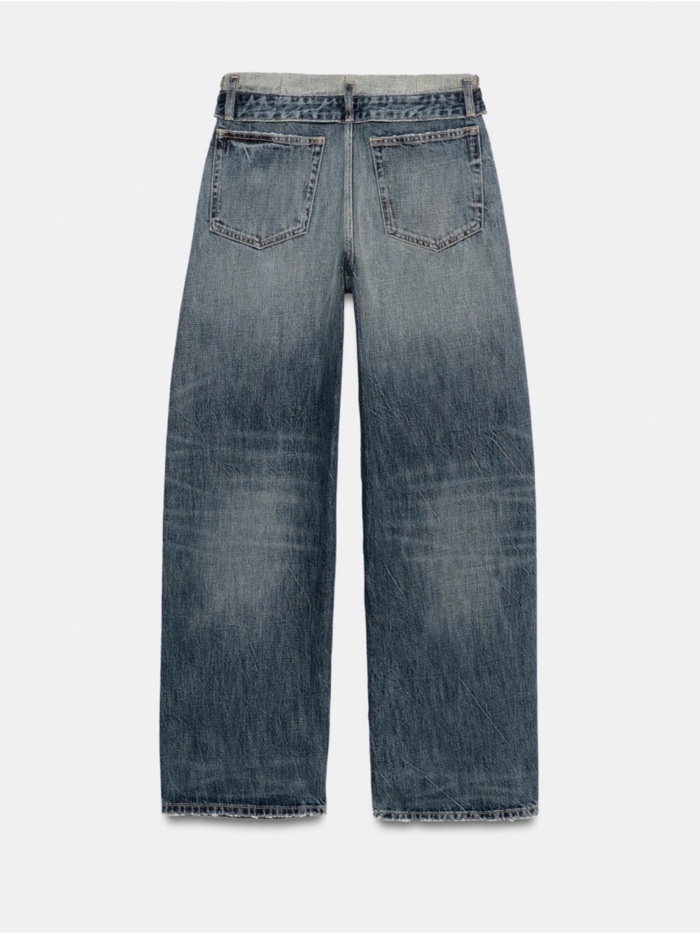 Zara Women's Boyfriend Wide-Leg Washed Blue Jeans - Picture 2 of 6